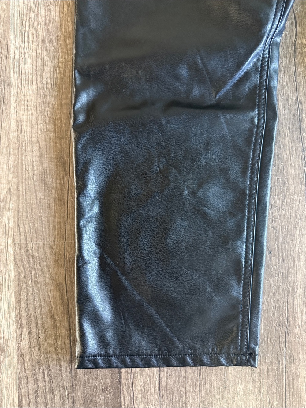 Abercrombie & Fitch Pants Black Curve Love Vegan Leather Ankle Straight Size 27 - Picture 5 of 11